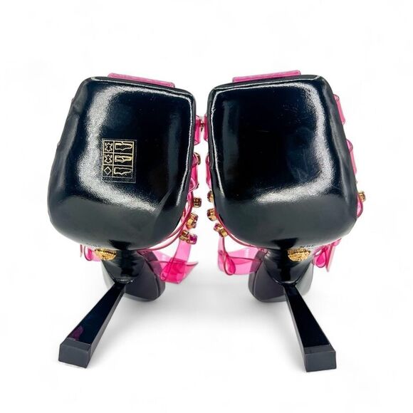 NWOT DUALIPAxVERSACE Medusa Runway Studded Jelly Slant Heel Sandals Size… - Picture 13 of 14